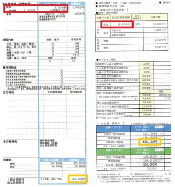実際に一括見積もりした見積書